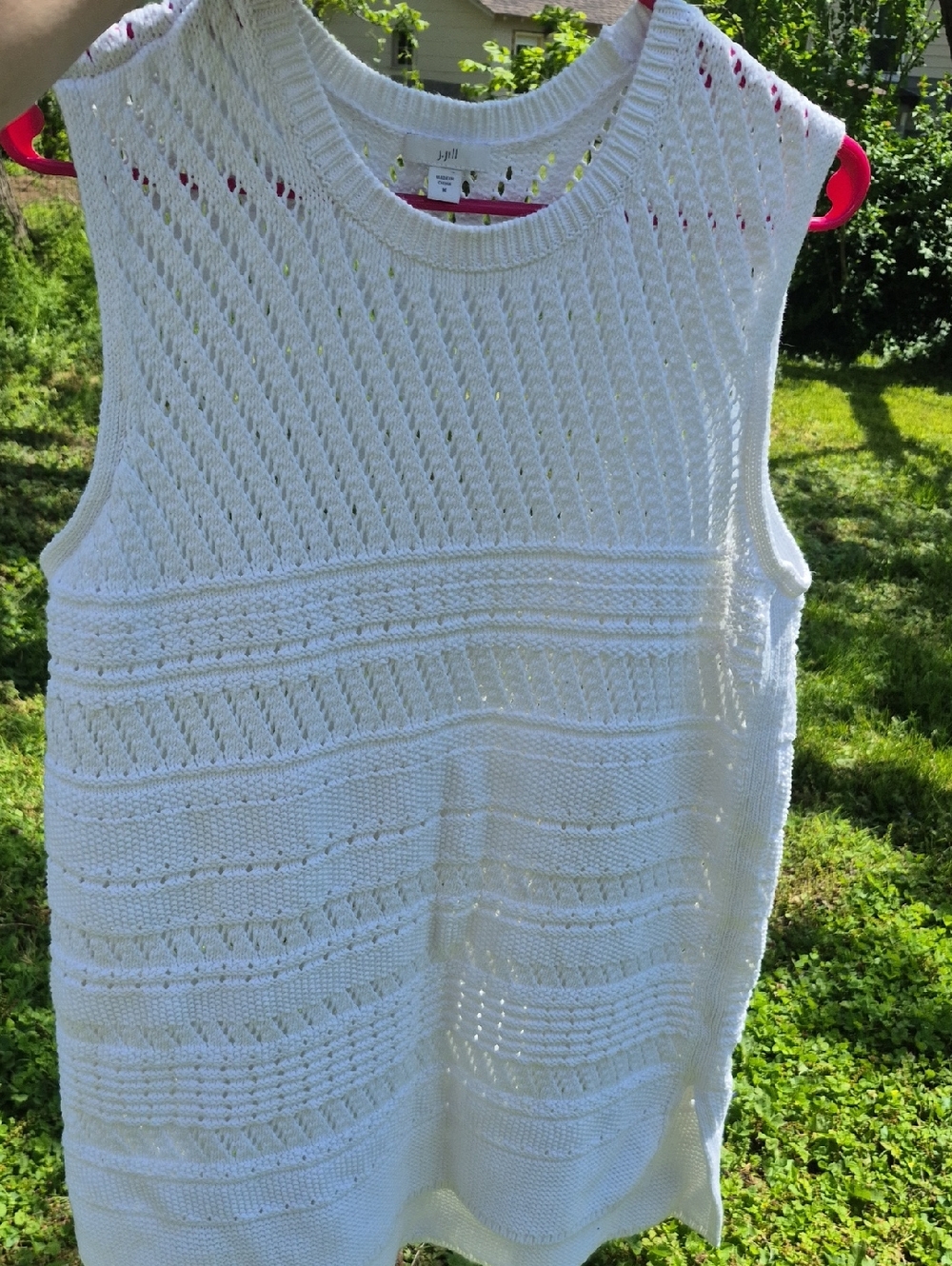J.Jill White Knit Sleeveless Tunic Tank